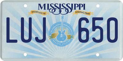MS license plate LUJ650