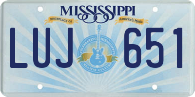 MS license plate LUJ651