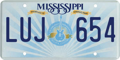 MS license plate LUJ654