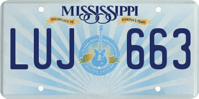 MS license plate LUJ663