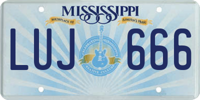 MS license plate LUJ666