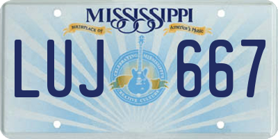 MS license plate LUJ667