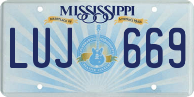 MS license plate LUJ669