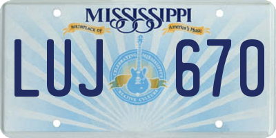 MS license plate LUJ670