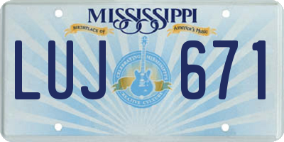 MS license plate LUJ671