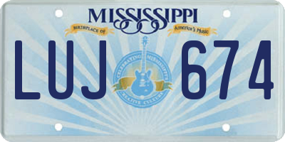 MS license plate LUJ674