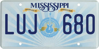 MS license plate LUJ680