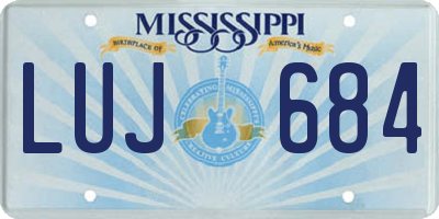MS license plate LUJ684