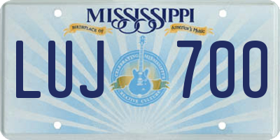 MS license plate LUJ700