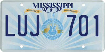MS license plate LUJ701