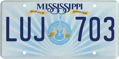MS license plate LUJ703