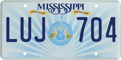 MS license plate LUJ704