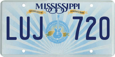 MS license plate LUJ720