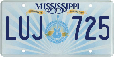 MS license plate LUJ725