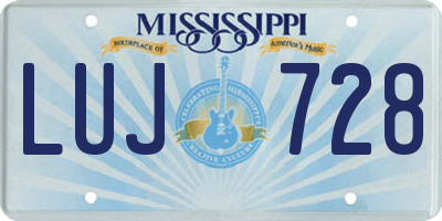 MS license plate LUJ728