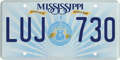 MS license plate LUJ730