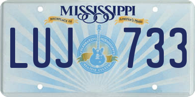 MS license plate LUJ733