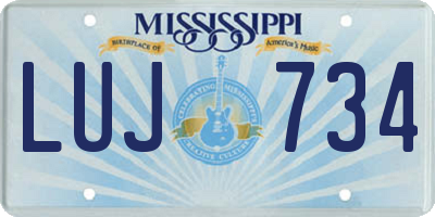 MS license plate LUJ734