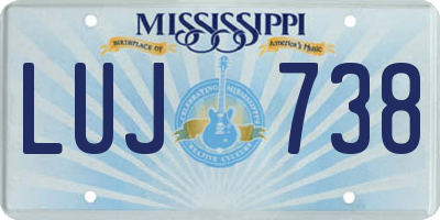 MS license plate LUJ738