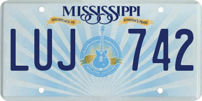 MS license plate LUJ742