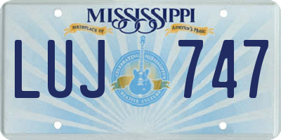 MS license plate LUJ747
