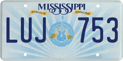 MS license plate LUJ753