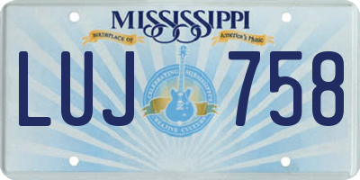MS license plate LUJ758