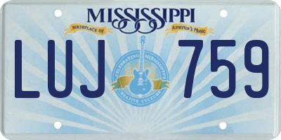 MS license plate LUJ759