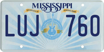 MS license plate LUJ760