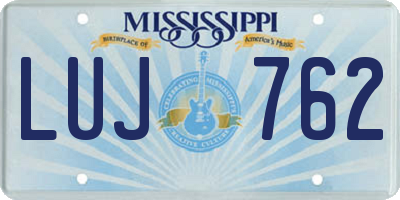 MS license plate LUJ762