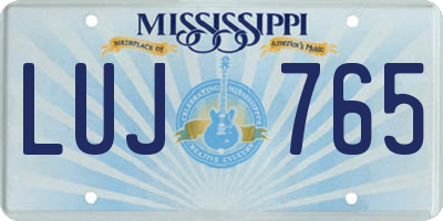 MS license plate LUJ765