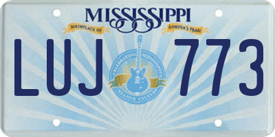 MS license plate LUJ773