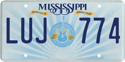 MS license plate LUJ774