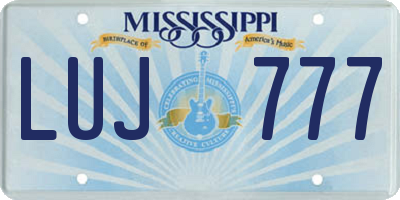 MS license plate LUJ777