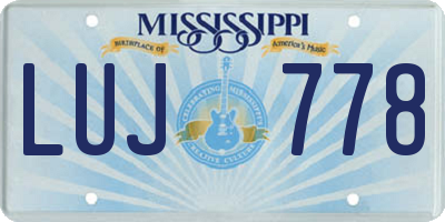 MS license plate LUJ778