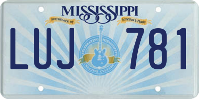 MS license plate LUJ781