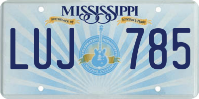 MS license plate LUJ785