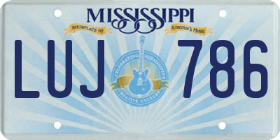 MS license plate LUJ786