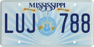 MS license plate LUJ788
