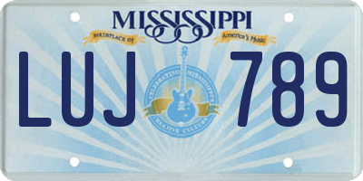 MS license plate LUJ789