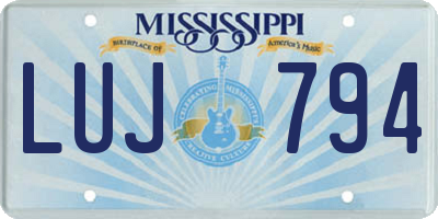 MS license plate LUJ794