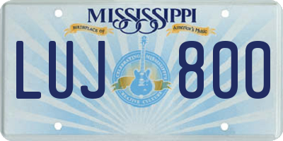 MS license plate LUJ800