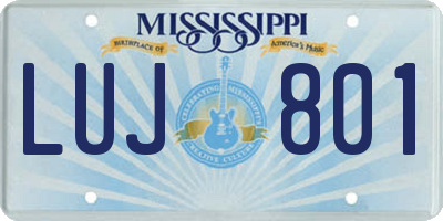 MS license plate LUJ801