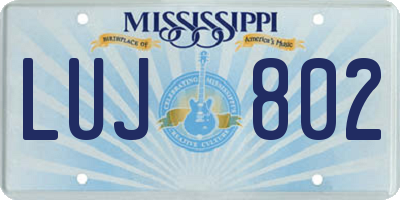 MS license plate LUJ802