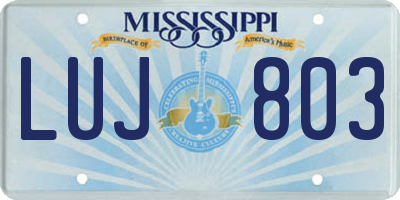 MS license plate LUJ803