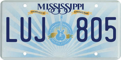 MS license plate LUJ805