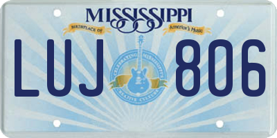 MS license plate LUJ806