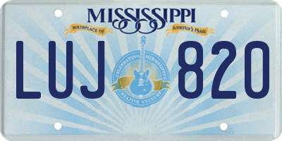 MS license plate LUJ820