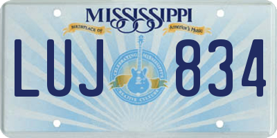 MS license plate LUJ834