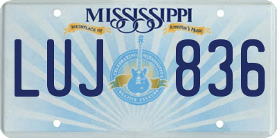MS license plate LUJ836